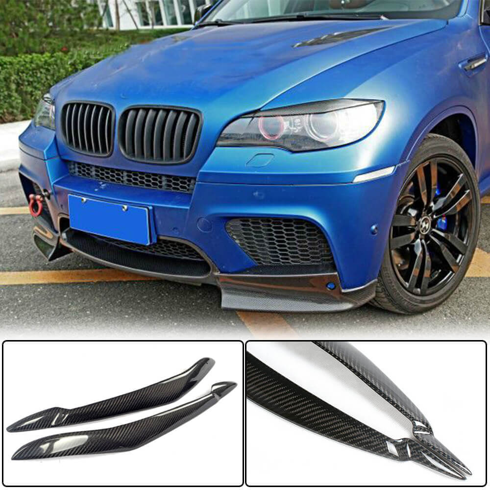 BMW X6 E71 X6M 2008-2014 Headlight Eyebrows Lamp Eyelids Carbon Fiber-Ahacarbon