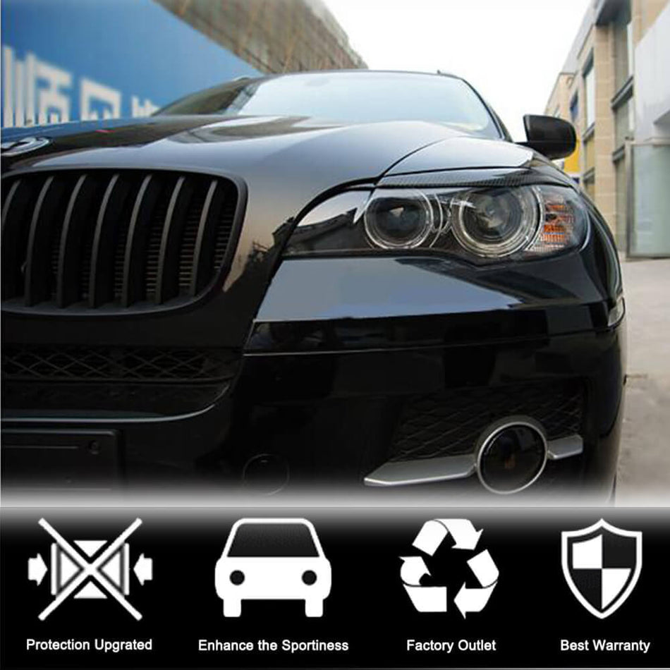 For BMW X6 E71 X6M 2008-2014 Carbon Fiber Headlight Eyebrows Lamp Eyelids