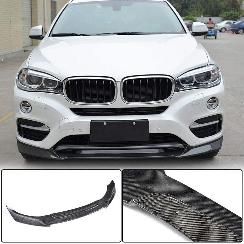 For BMW X6 F16 Base Carbon Fiber Front Bumper Lip Chin Spoiler Wide Body Kit
