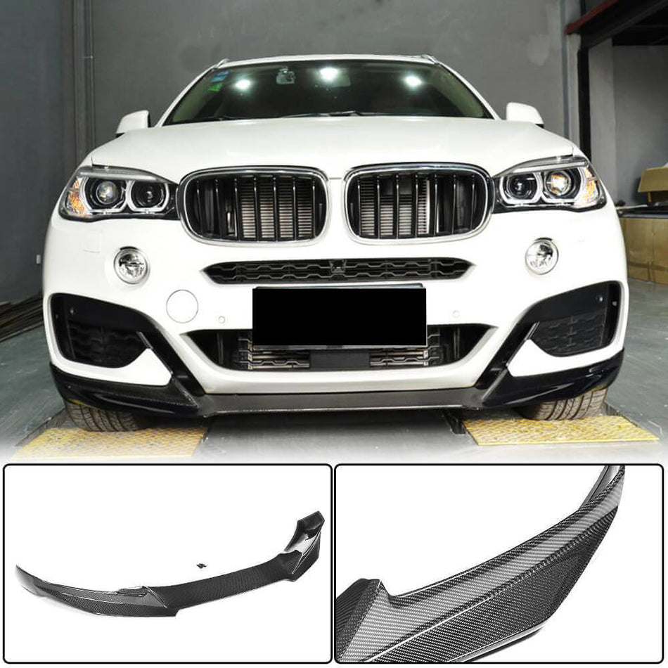For BMW X6 F16 M Sport Carbon Fiber Front Bumper Lip Chin Spoiler Wide Body Kit