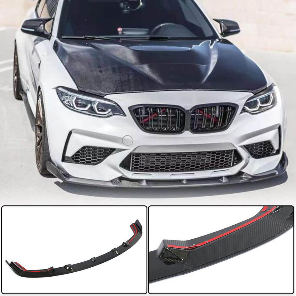 For BMW 2 Series F87 M2 Competition M2C Carbon Fiber Front Bumper Lip Chin Spoiler Splitter