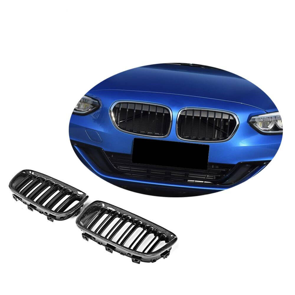 For BMW 1 Series F20 F21 Hatchback Pre-LCI Carbon Fiber Front Grille Frame Bumper Grill Outline Trim Decoration Emblem-Ahacarbon