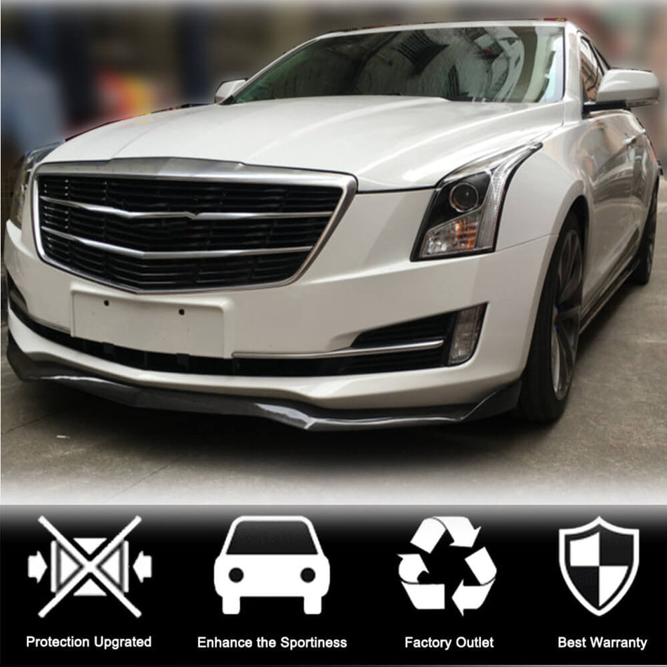 For Cadillac ATS Base 2013-2019 Carbon Fiber Front Bumper Lip Chin Spoiler Wide Body Kit
