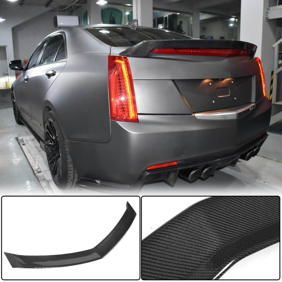 For Cadillac ATS Sedan Carbon Fiber Rear Trunk Spoiler Boot Wing Lip