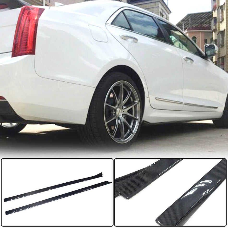 For Cadillac ATS Sedan Carbon Fiber Side Skirts Door Rocker Panels Extension Lip