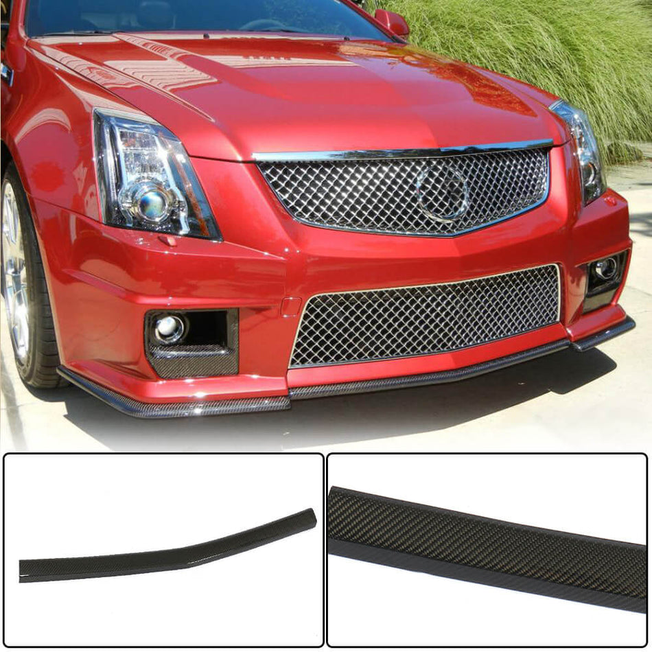 For Cadillac CTS-V 2009-2015 Carbon Fiber Front Bumper Center Lip Spoiler Cover Trim