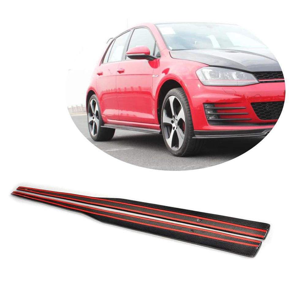 For Volkswagen VW Golf 7 MK7 GTI Carbon Fiber Side Skirts Under Door Rocker Panels Extension Lip