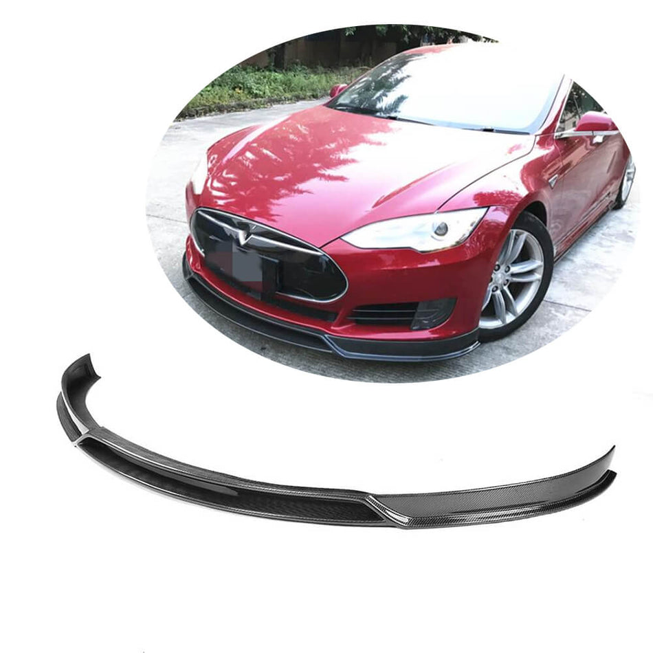 For Tesla Model S 2012-2015 Carbon Fiber Front Bumper Lip Chin Spoiler Wide Body Kit