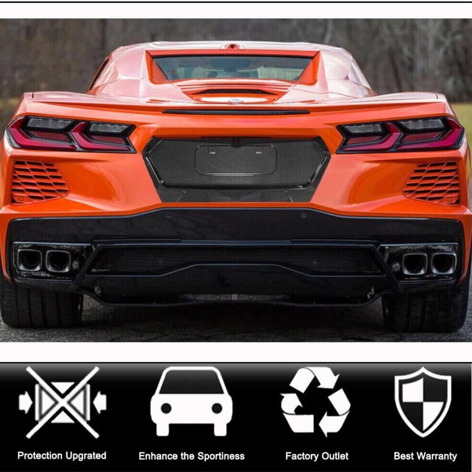 Dry Carbon Fiber License Plate Frame Cover for Chevrolet Corvette C8 2-Door 2020-2023