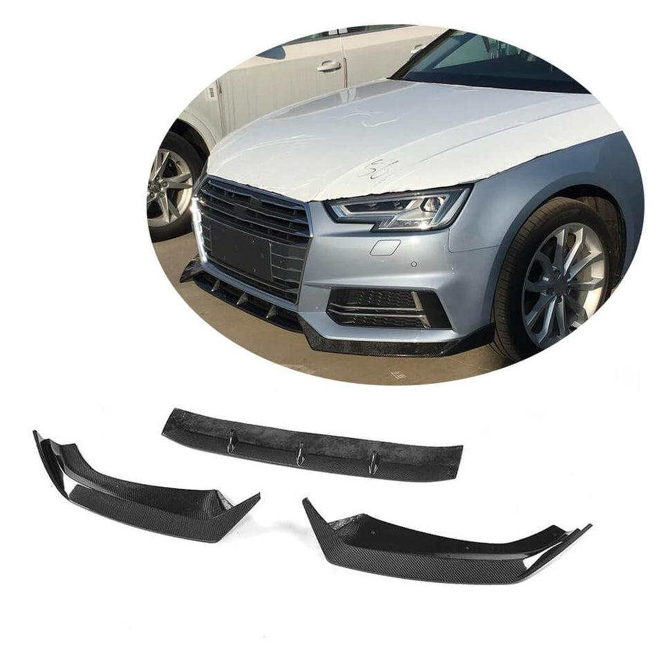 For Audi S4 A4 Sline B9 Sedan Carbon Fiber Front Bumper Lip Chin Spoiler Body Kit