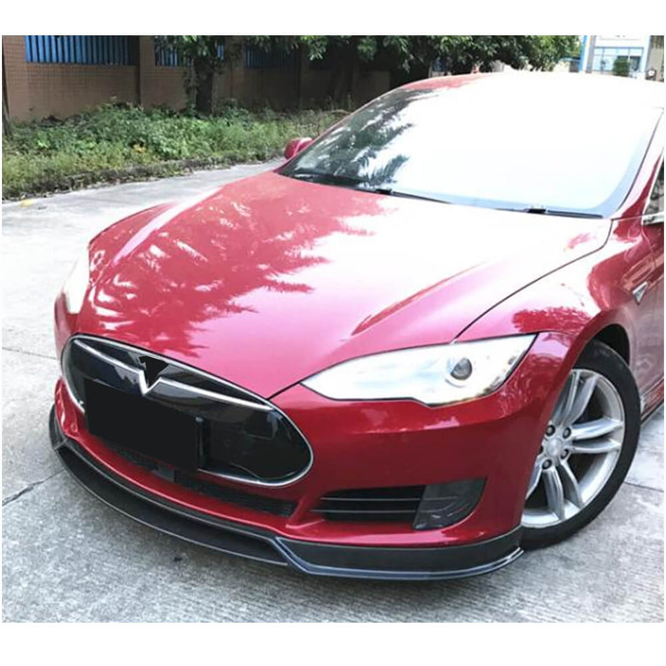 For Tesla Model S 2012-2015 Carbon Fiber Front Bumper Lip Chin Spoiler Wide Body Kit