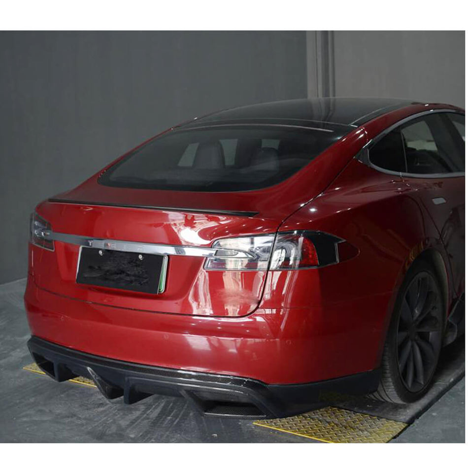 For Tesla Model S 2012-2015 Carbon Fiber Rear Bumper Diffuser Lip