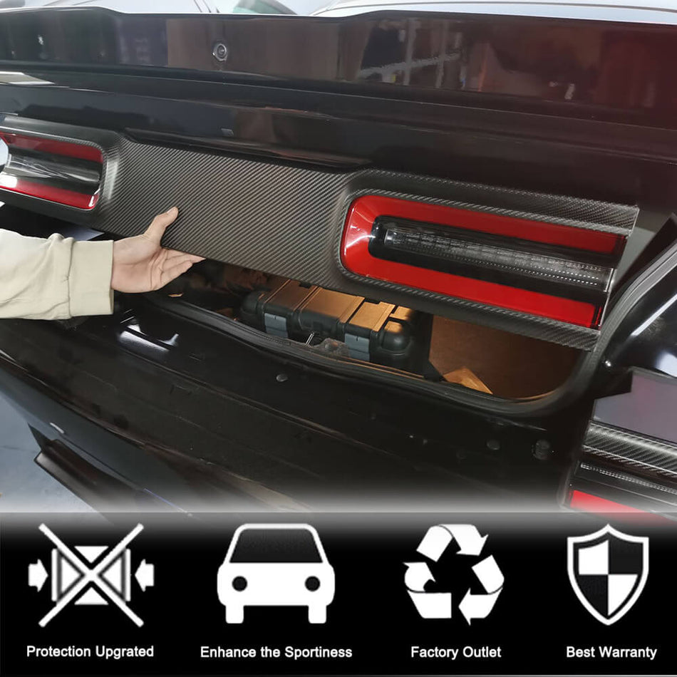 For Dodge Challenger Dry Carbon Fiber Rear Taillight  Lamp Cover Exterior Decor Trims 3pcs