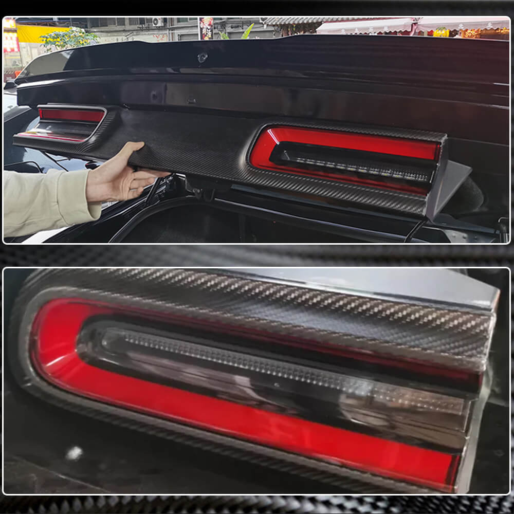 Dodge Challenger 2015-2022 Rear Taillight Lamp Cover Dry Carbon Fiber-Ahacarbon