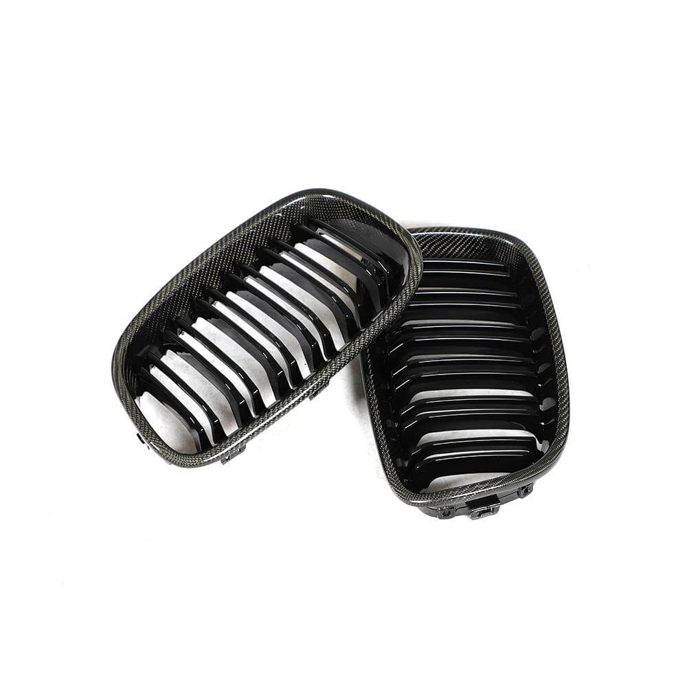 For BMW 1 Series F20 F21 Hatchback Pre-LCI Carbon Fiber Front Grille Frame Bumper Grill Outline Trim Decoration Emblem-Ahacarbon