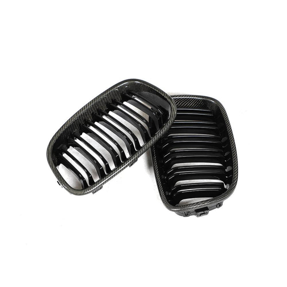 For BMW 1 Series F20 F21 Hatchback Pre-LCI Carbon Fiber Front Grille Frame Bumper Grill Outline Trim Decoration Emblem-Ahacarbon