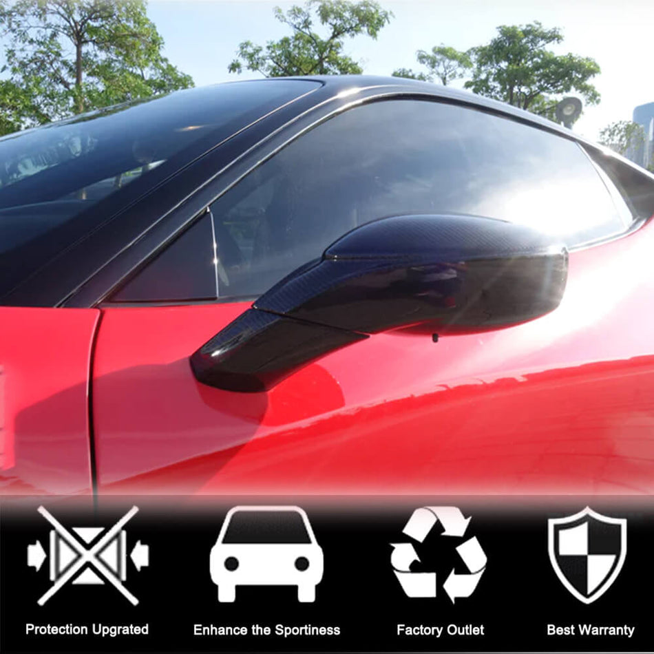 For Ferrari 458 Dry Carbon Fiber Replacment Side Mirror Cover Caps Pair