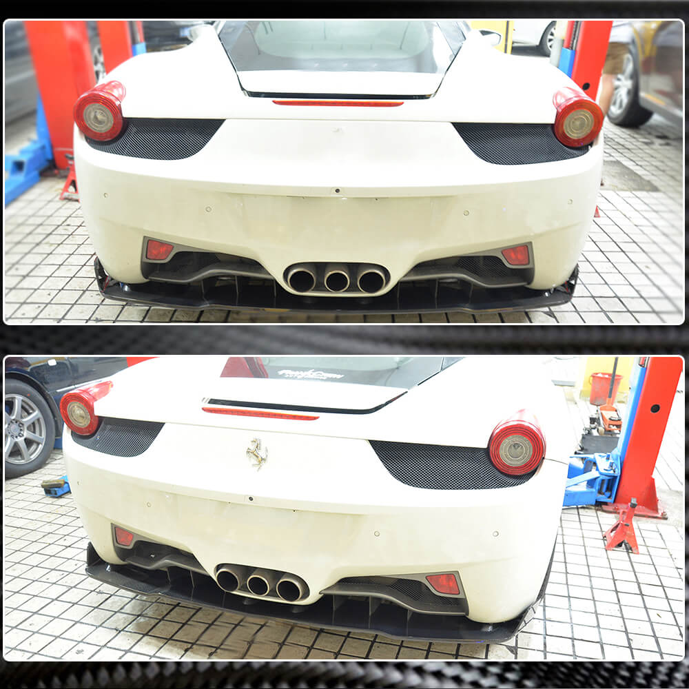 458 Rear Mesh Ferrari 458 Carbon Fiber Rear Lower Bumper Diffuser Lip | Exterior Mods