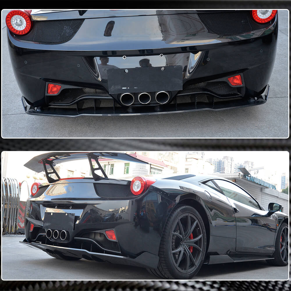 458 Rear Mesh Ferrari 458 Carbon Fiber Rear Lower Bumper Diffuser Lip | Exterior Mods
