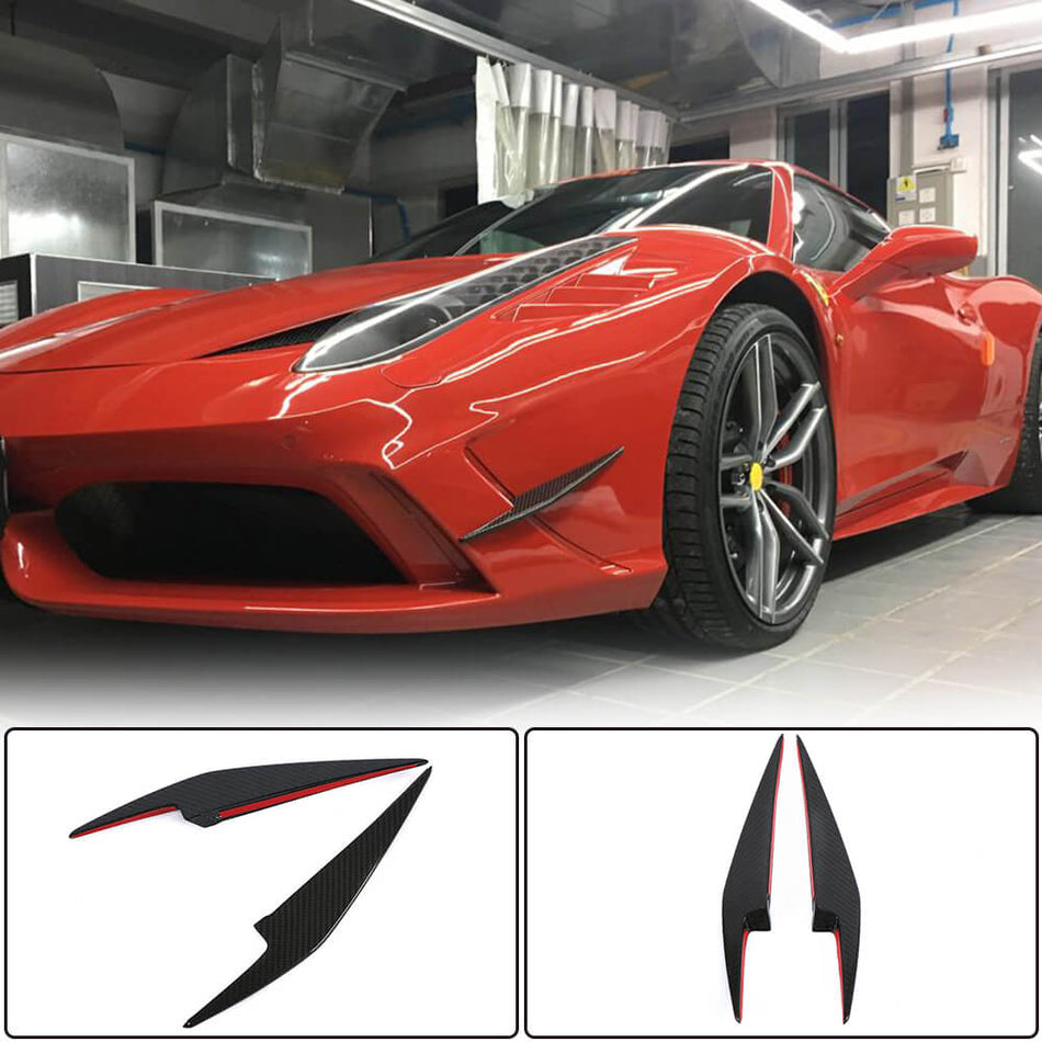 For Ferrari 458 Speciale Coupe 2014-2015 Dry Carbon Fiber Front Bumper Air Fender Vent Canard Fins