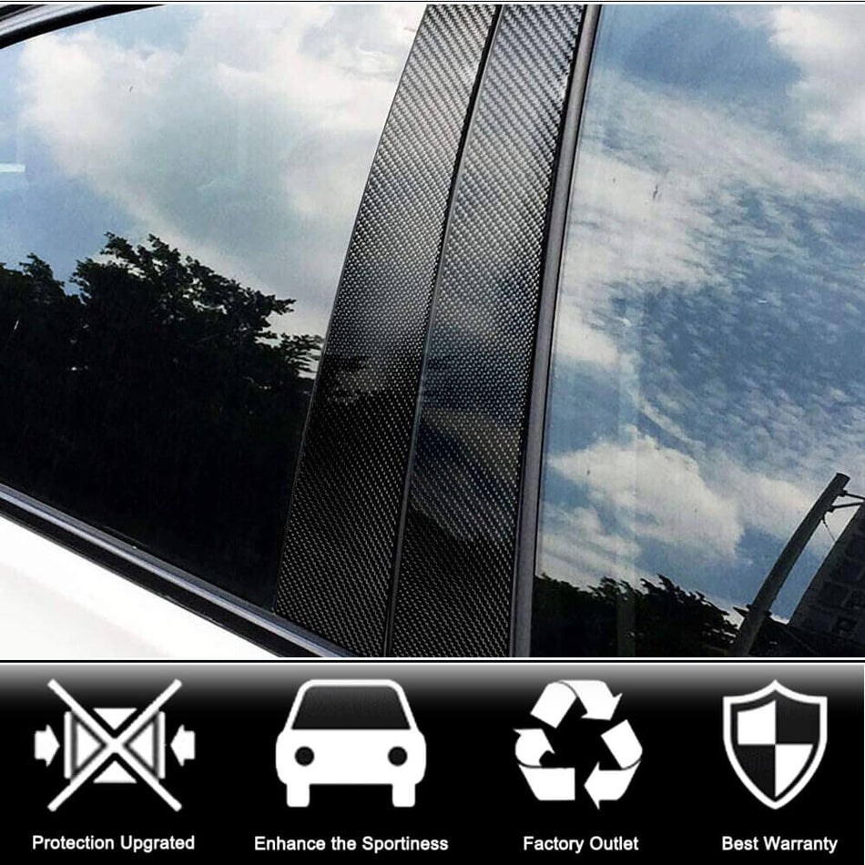 For Alfa Romeo Stelvio SUV 17-21 Carbon Fiber Window BC-Pillar Cover Trims