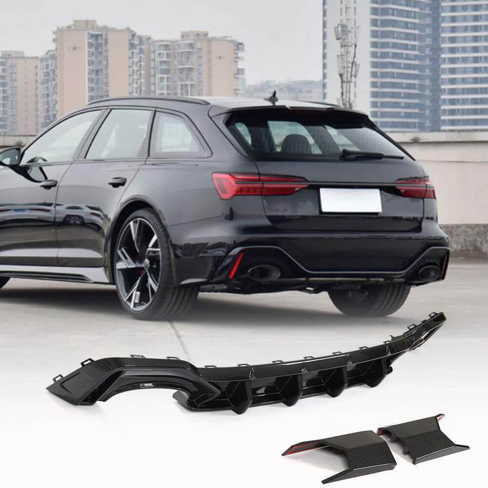 For Audi RS6 C8 Avant Dry Carbon Fiber Rear Bumper Diffuser Lip Wide Body Kit