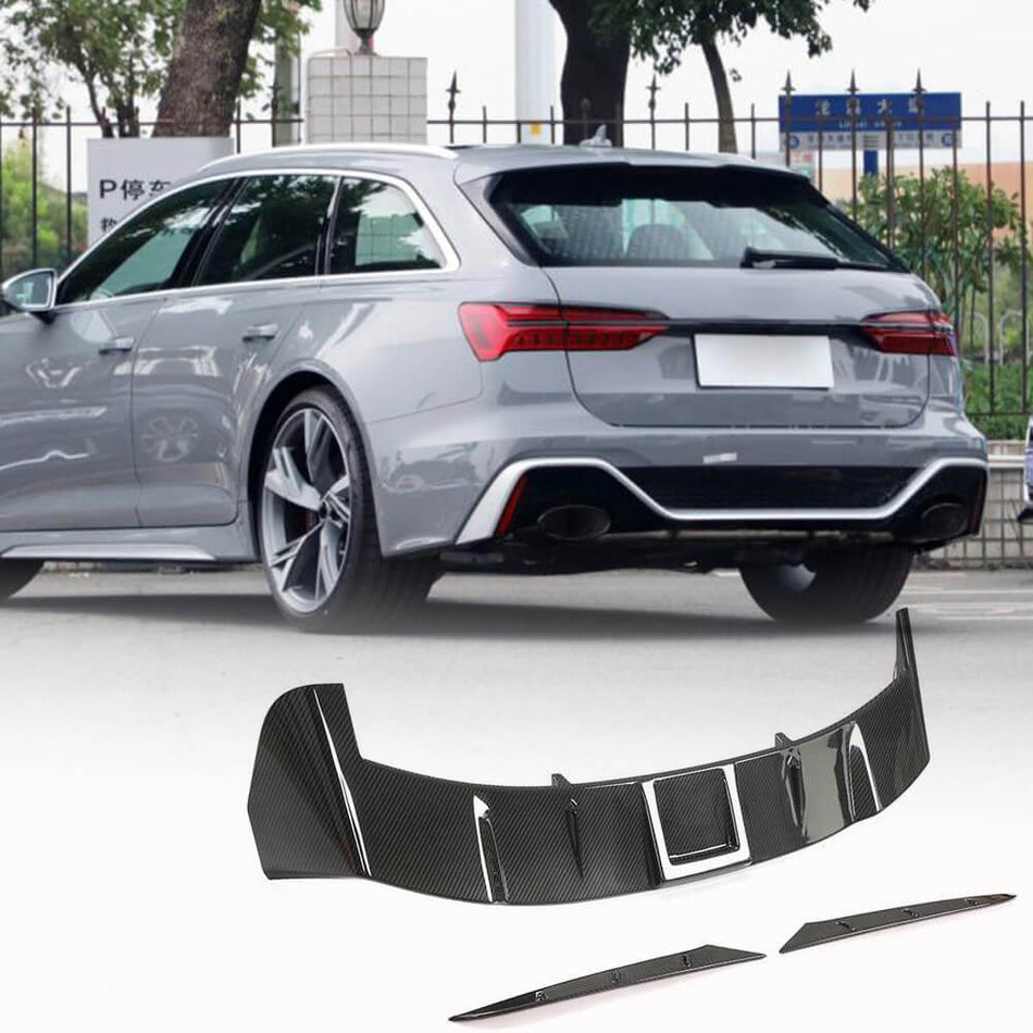 For Audi RS6 C8 Avant Dry Carbon Fiber Rear Roof Spoiler Window Wing Lip