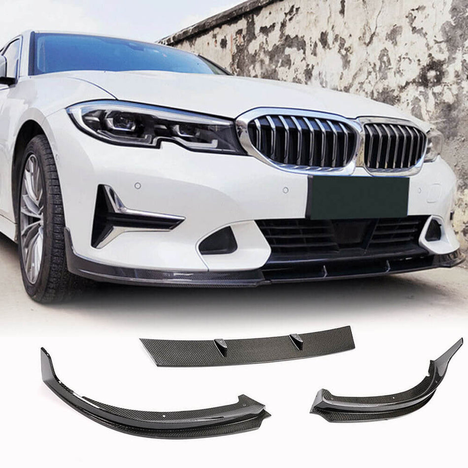 For BMW 3 Series G20 318i 320i 330i Base Carbon Fiber Front Bumper Lip Spoiler Splitter