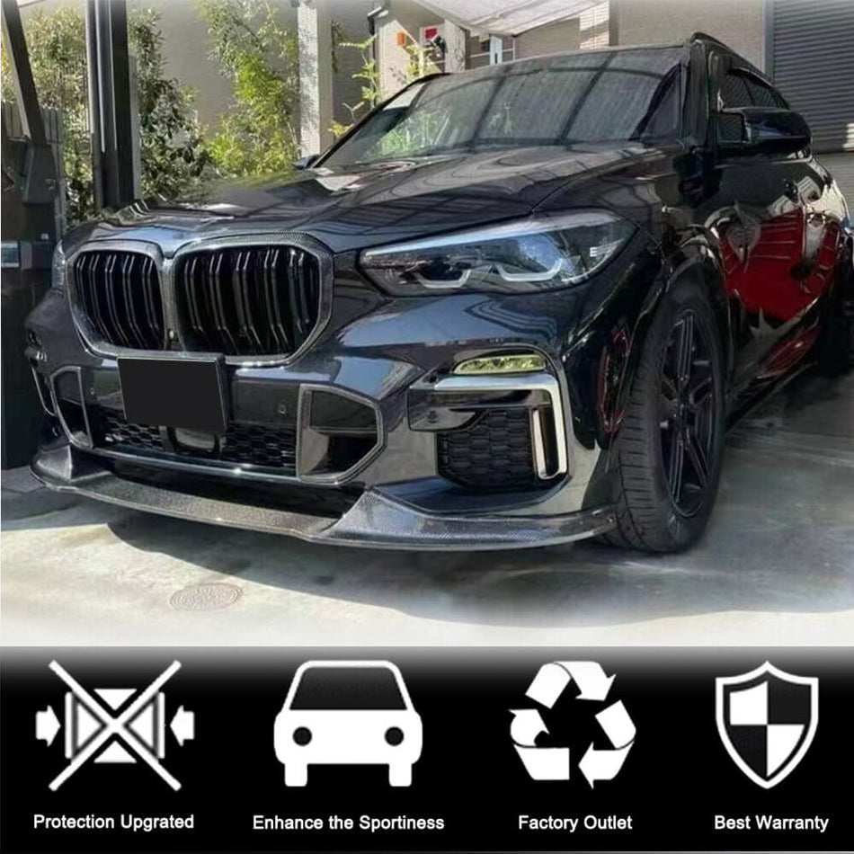 For BMW X5 G05 Carbon Fiber Front Grille Bumper Kidney Grill Outline Trim Decoration Emblem | xDrive30d xDrive40i xDrive50i M50i