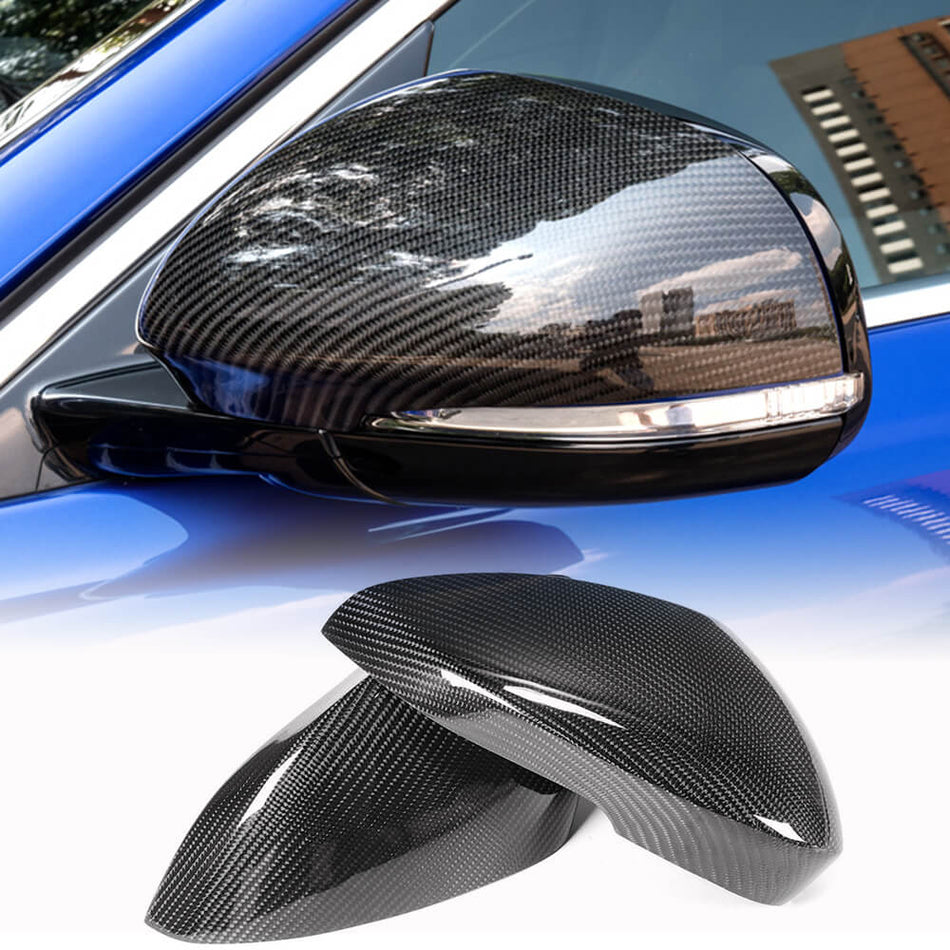 For Jaguar F-TYPE Carbon Fiber Add-on Side Rearview Mirror Cover Caps Pair