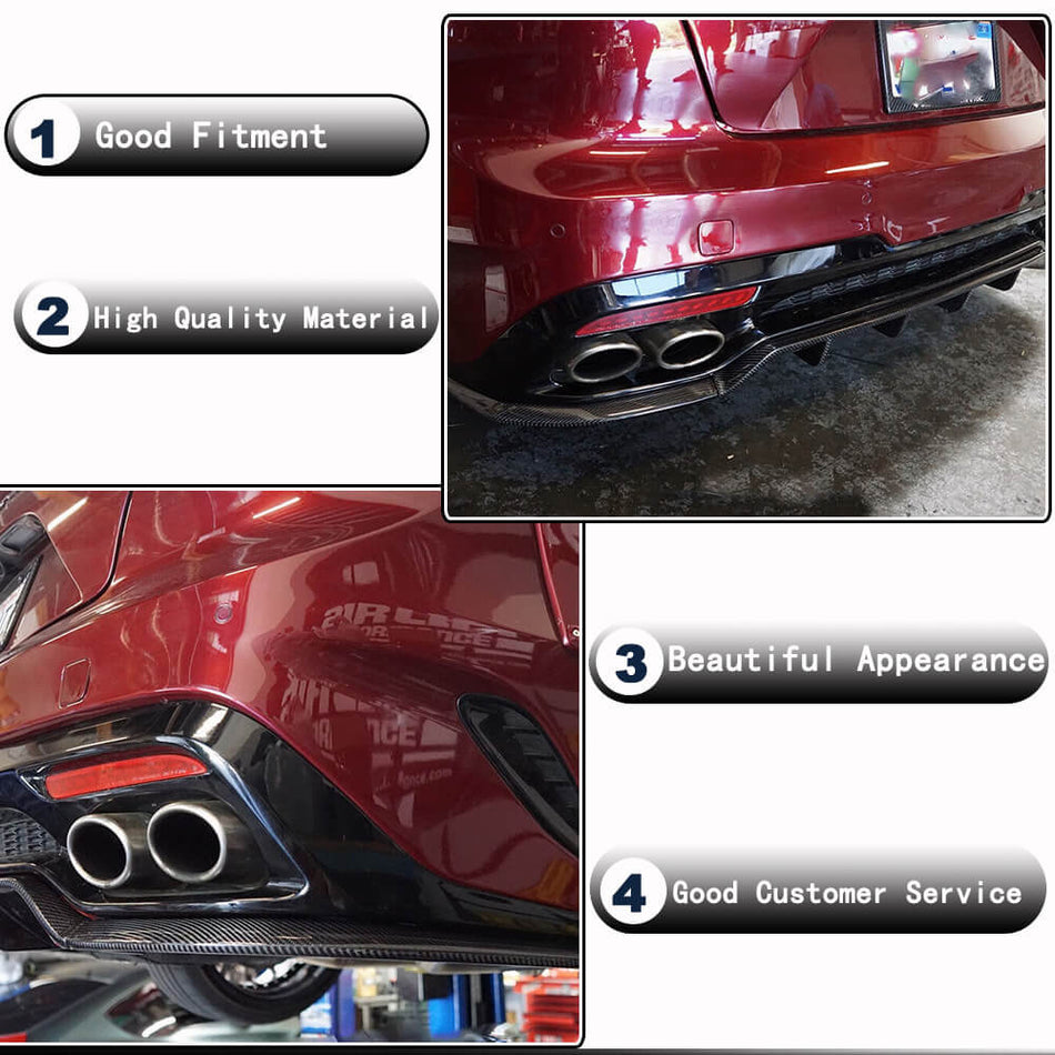 For Kia Stinger 2018-2023 Carbon Fiber Rear Bumper Diffuser Valance Lip