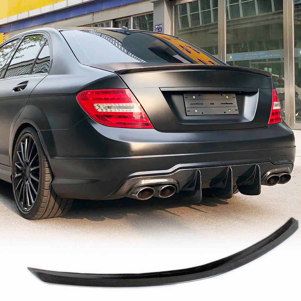Benz Rear Wing Mercedes Benz W204 C300 C63 Carbon Fiber Trunk Spoiler & Rear Wing Lip ...