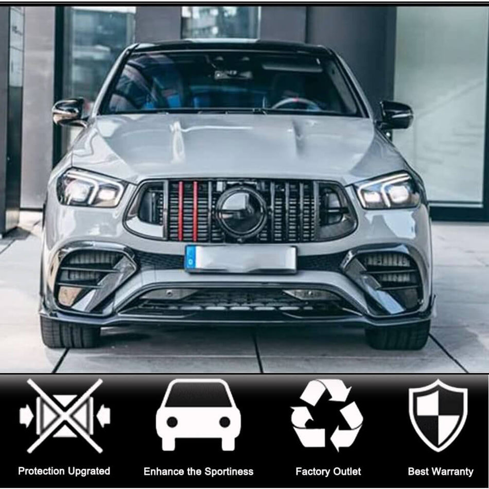 For Mercedes Benz GLE Class C167 Coupe 2020up Carbon Fiber Front Bumper Air Vent Front Bumper Light Grille Air Vent Trims Fog Lamp Grill Cover |GLE350 GLE450 GLE53 GLE63