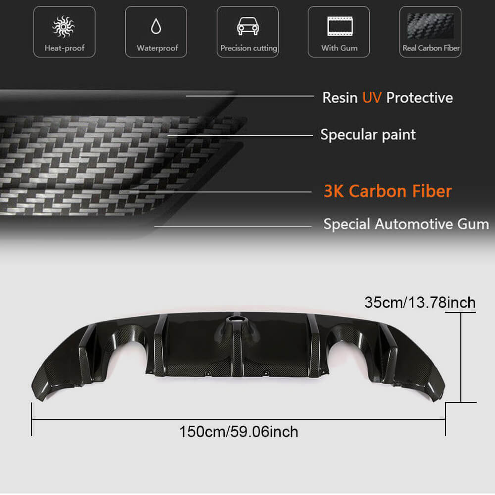 Ford Focus RS MK3 Carbon Fiber Rear Bumper Diffuser | Exterior Mods