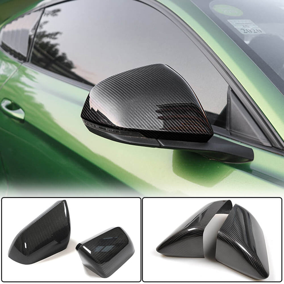 For Ford Mustang 2015-2020 Carbon Fiber Add-on Side Mirror Cover Caps LHD Pair