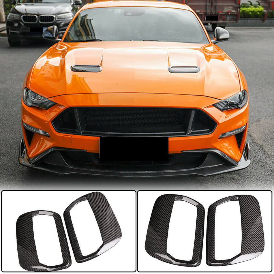 For Ford Mustang 2018-2022 Carbon Fiber Hood Air Intake Vent Scoop Cover Trims