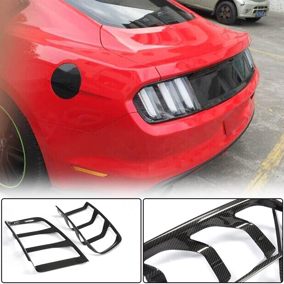 For Ford Mustang 2015-2017 Carbon Fiber Rear Bumper Fog Lamp Light Cover