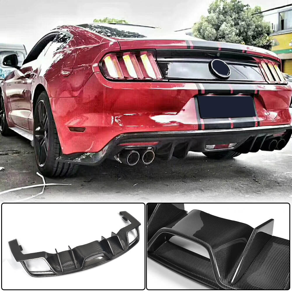 Ford Mustang V6 V8 Carbon Fiber Rear Bumper Diffuser | Exterior Mods