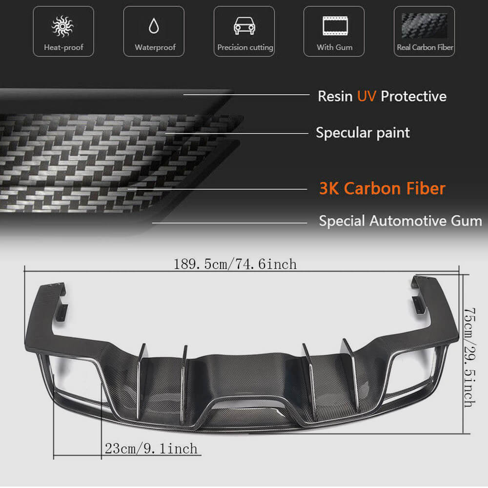 Ford Mustang V6 V8 Carbon Fiber Rear Bumper Diffuser | Exterior Mods