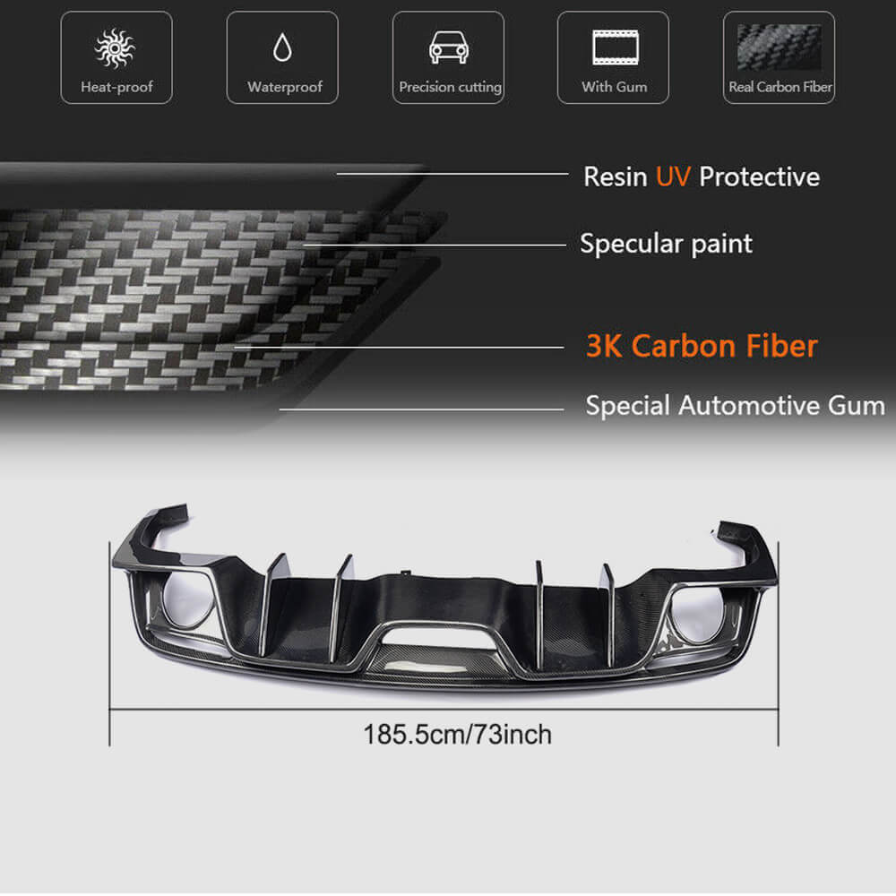 Ford Mustang V6 V8 GT Carbon Fiber Rear Bumper Diffuser | Exterior Mods