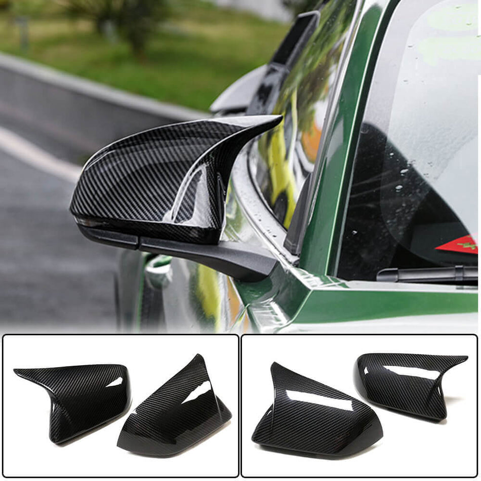 For Ford Mustang V6 V8 GT GT350R Dry Carbon Fiber Add-on Side Rearview Mirror Cover Caps LHD Pair