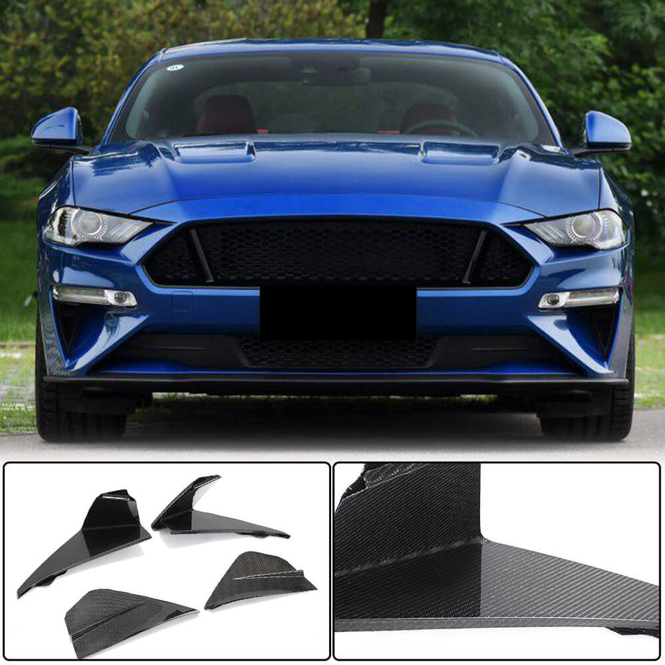 For Ford Mustang V8 GT 2018-2021 Carbon Fiber Front Fog Lamp Light Air Vent Cover Trims