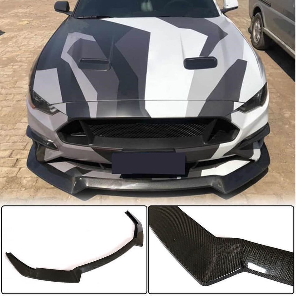 For Ford Mustang V8 GT 2018-2020 Carbon Fiber Front Bumper Lip Spoiler Wide Body Kit
