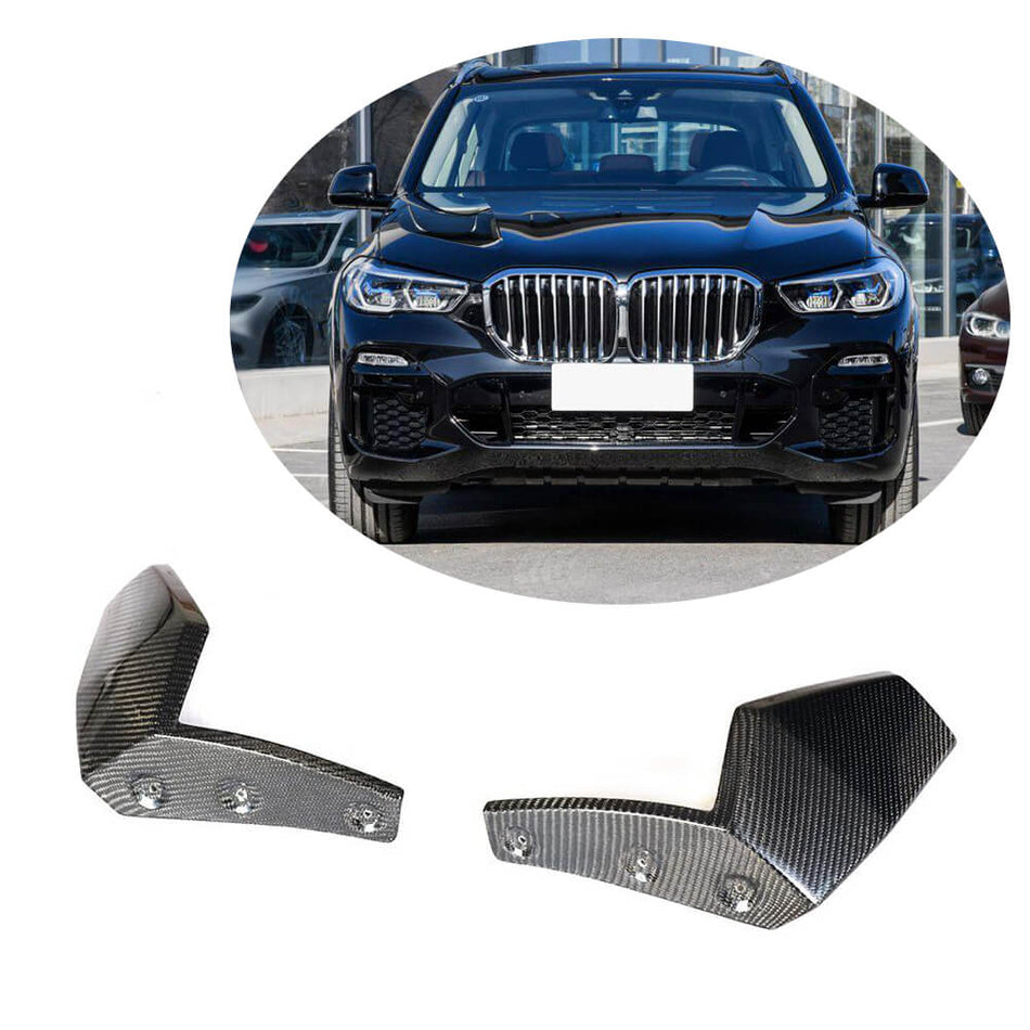 For BMW X5 G05 M Sport Carbon Fiber Front Bumper Splitter Cupwing Winglets Vent Flaps