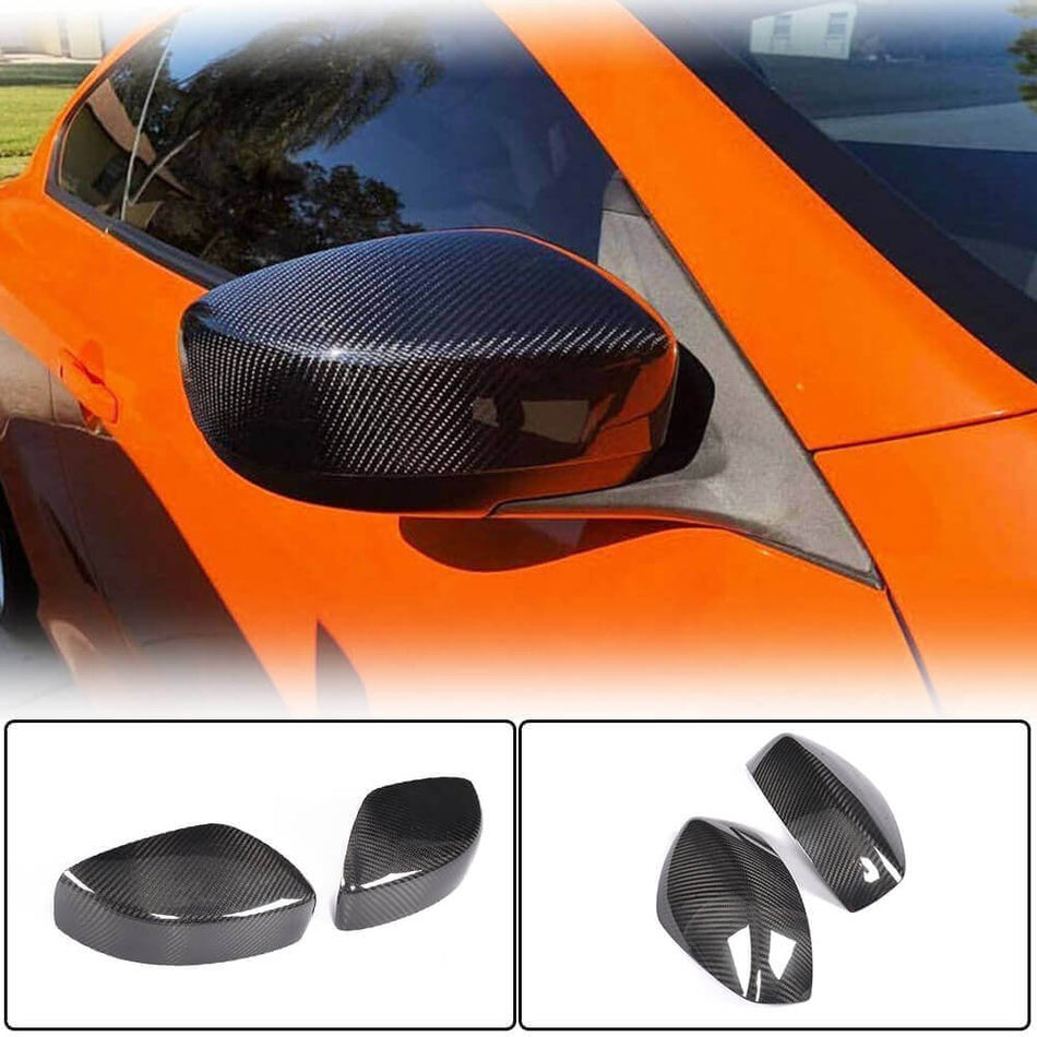 For Infiniti G37 G25 G35 Dry Carbon Fiber Add-on Side Rearview Mirror Cover Caps Pair