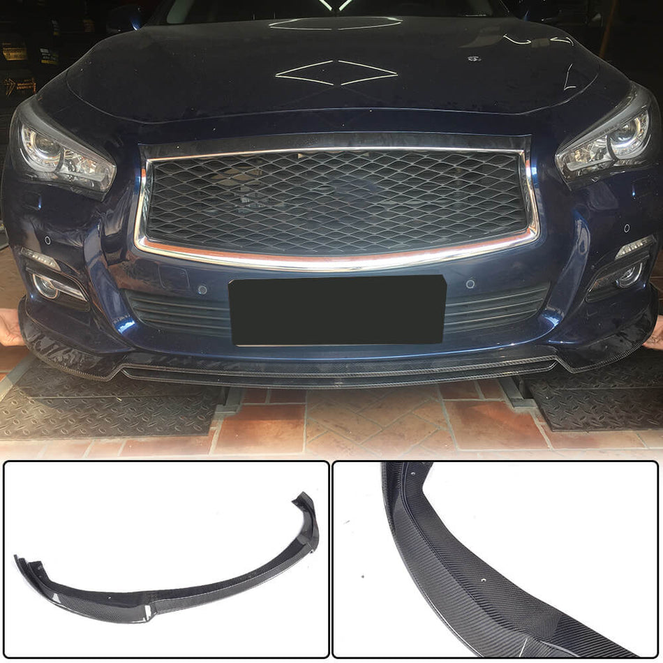 For Infiniti Q50 Base 2014-2017 Carbon Fiber Front Bumper Lip Spoiler Wide Body Kit