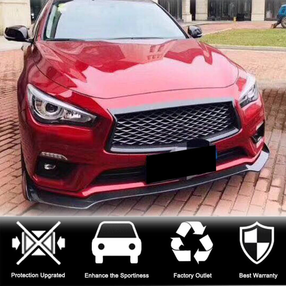 Infiniti Q50 Base 2018-2022 Front Bumper Lip Carbon Fiber-Ahacarbon