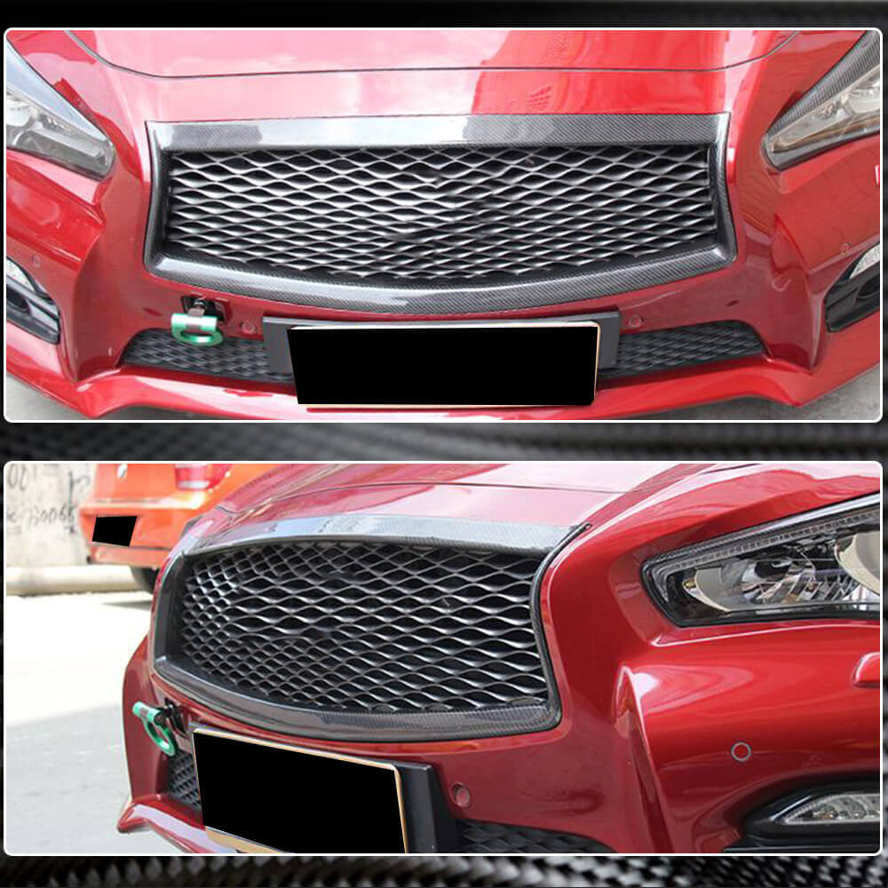 Infiniti Q50 Genuine Carbon Fiber Front Grill Custom, Factory Outlet Ahacarbon
