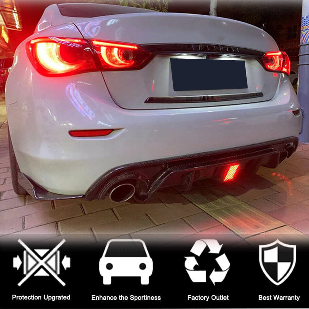 Fits 2018-2021 Infiniti Q50 Rear Diffuser with LED Light (Carbon Fiber Print) main image 1
