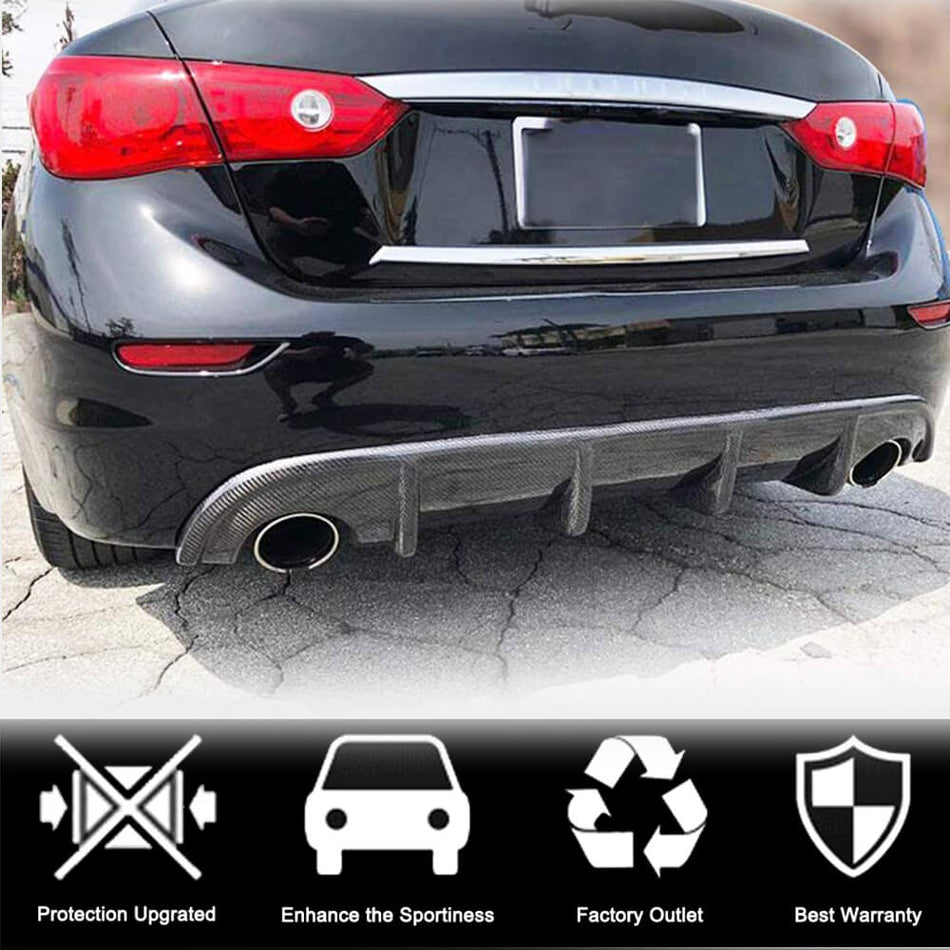 For Infiniti Q50 2014-2017 Carbon Fiber Rear Bumper Diffuser Valance Lip